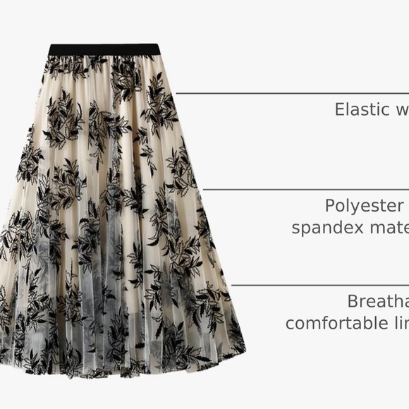 Elegant Black and Cream Midi Skirt NWOT - Picture 4 of 4